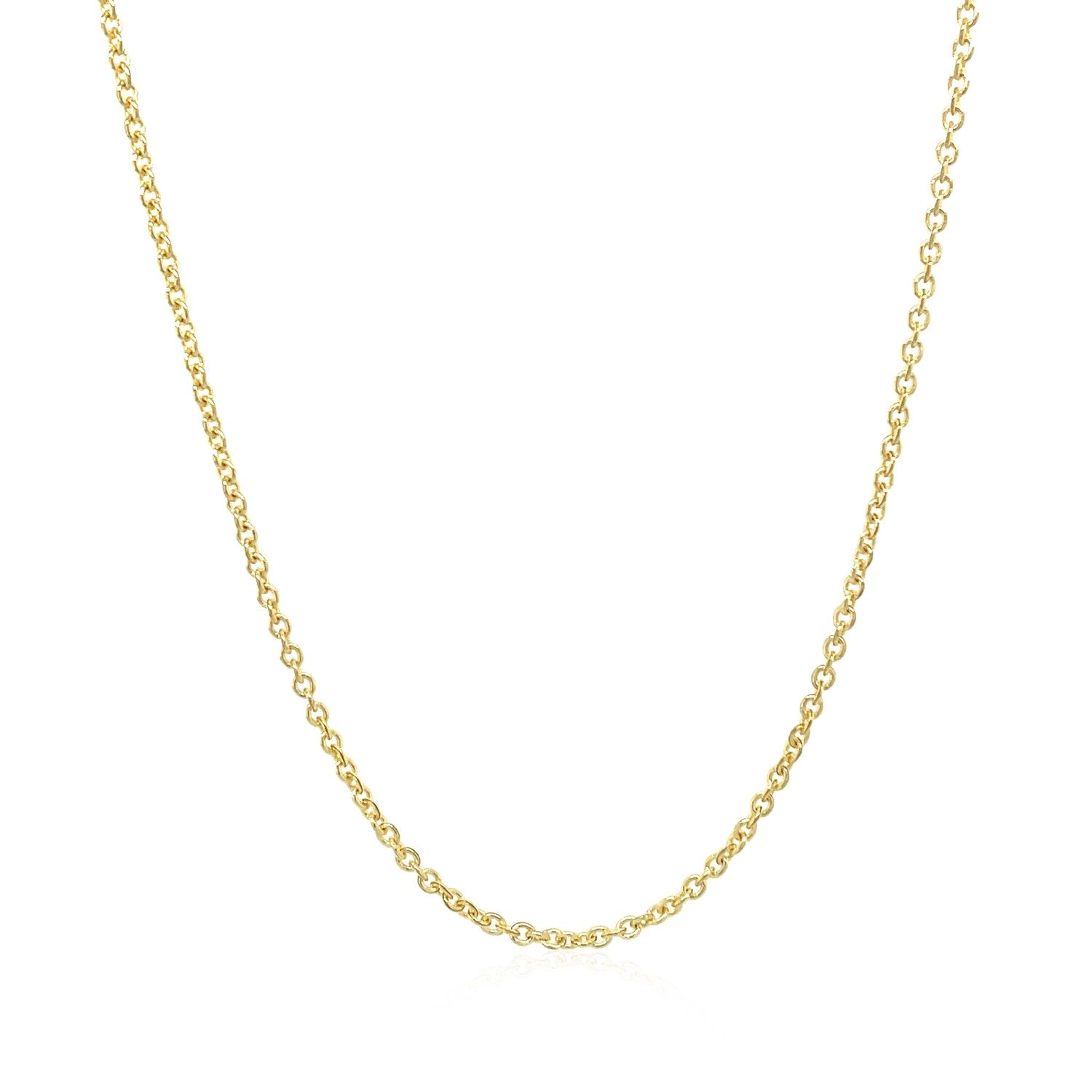 14k Yellow Gold Forsantina Lite Cable Link Chain (1.50 mm) in a sleek high-contrast midnight luxury editorial style